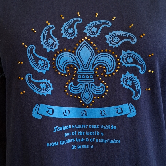 2️⃣9️⃣/4️⃣ Printed and beaded navy long sleeve t-shirts - Picture 6 of 6